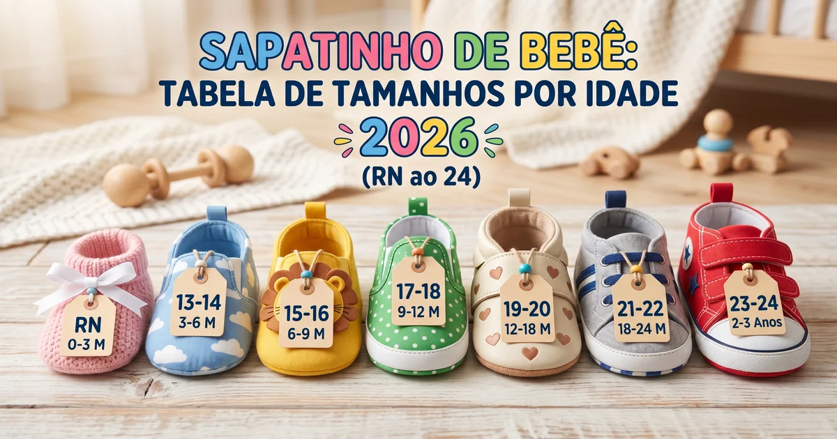 Tamanho de Sapatinho de Bebê: Tabela do RN ao 24 por Mês