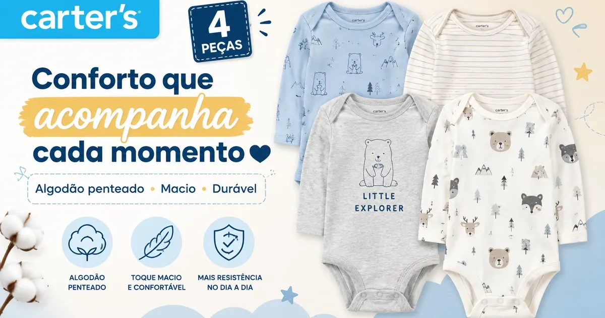 Kit Body Manga Longa Carter’s: Review e Tabela de Tamanhos