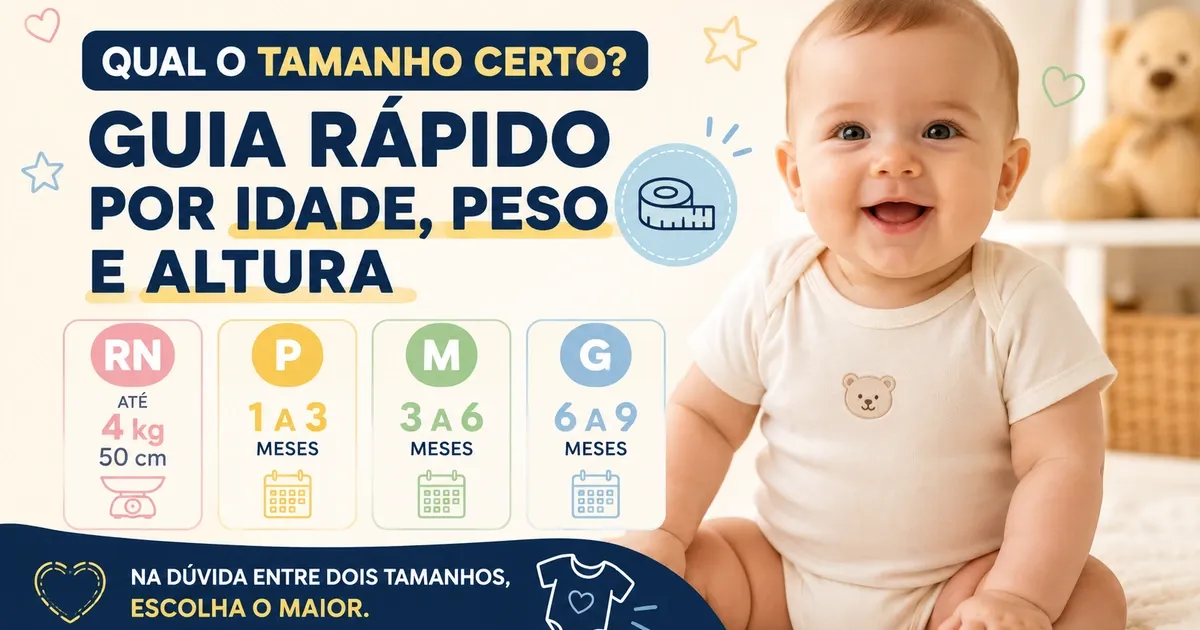 Tamanho de Body de Bebê: Tabela RN ao G por Idade