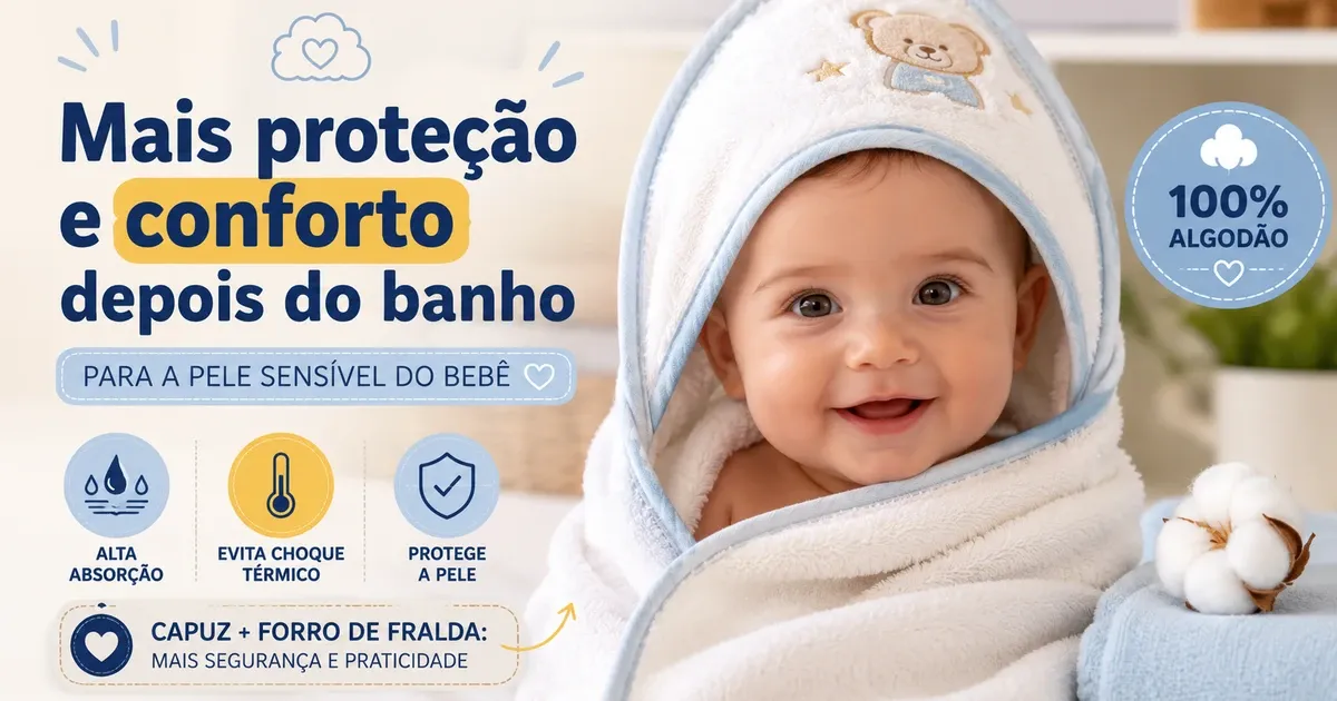 Toalha de Banho para Bebê: Capuz, Algodão e Fralda