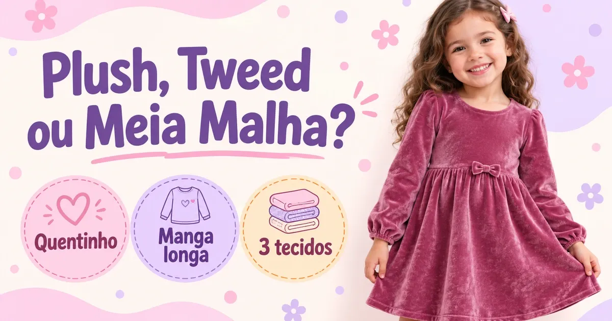Vestido de Inverno Infantil: Plush, Tweed ou Meia Malha?