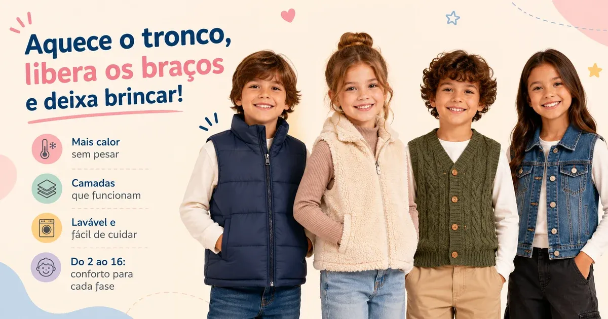 Colete Infantil: Puffer, Pelúcia, Tricô ou Jeans — Os Melhores e Como Escolher