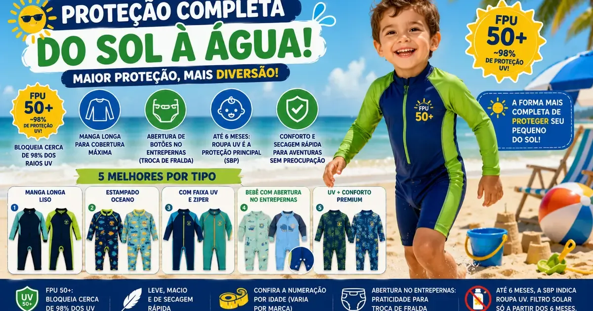 Macacão de Praia Menino com Proteção UV: Manga Longa, Bebê e Como Escolher