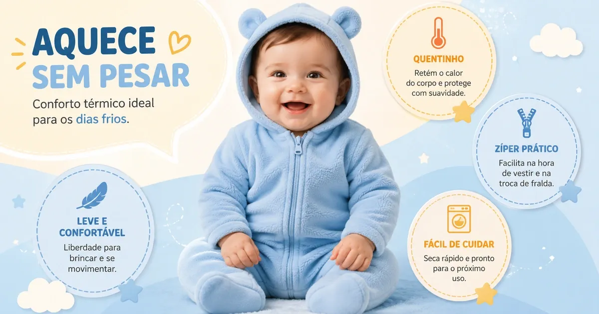 Macacão Fleece para Bebê: Quentinho, Leve e Fácil de Vestir
