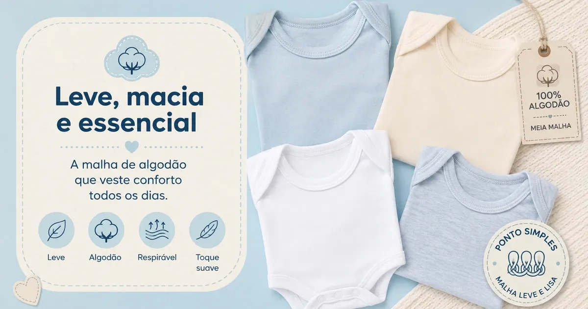 Meia Malha Infantil: O Que É, Por Que É a Malha-Base da Roupa de Bebê e Como Cuidar
