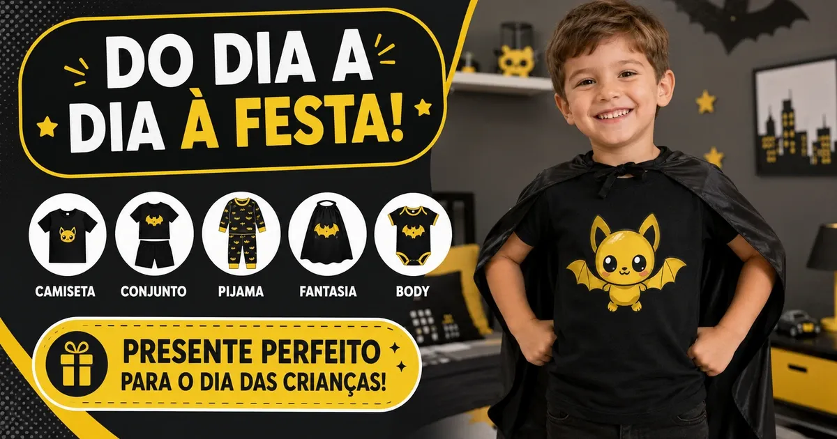 Roupa do Batman Infantil: Camiseta, Conjunto, Pijama e Fantasia