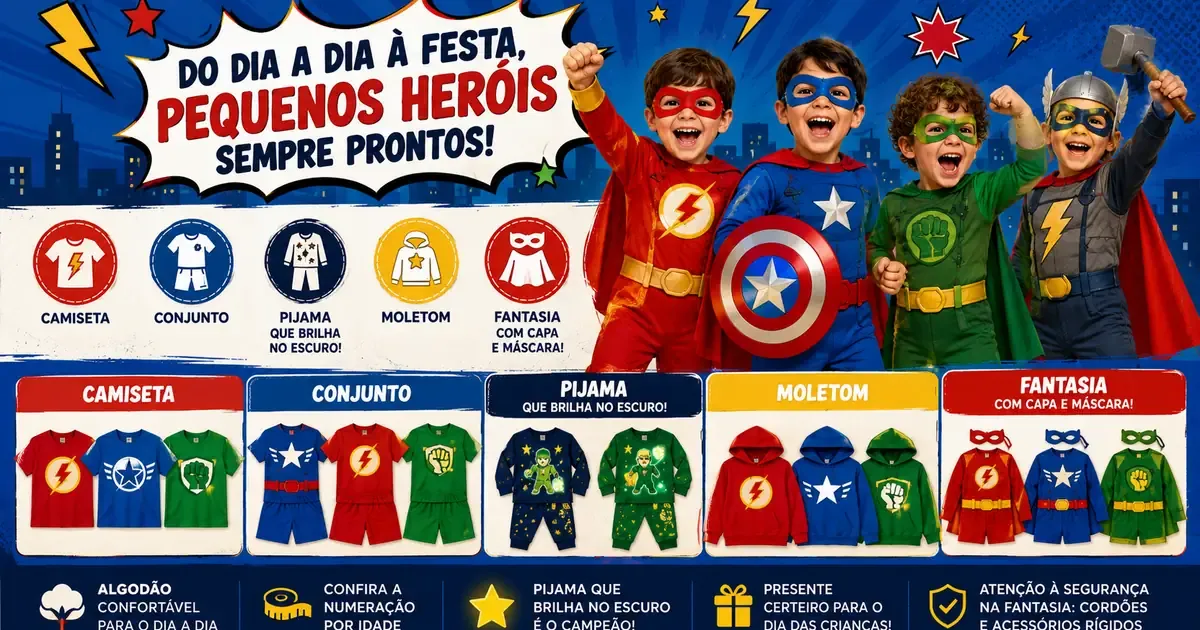 Roupa dos Vingadores Infantil: Camiseta, Conjunto, Pijama e Fantasia