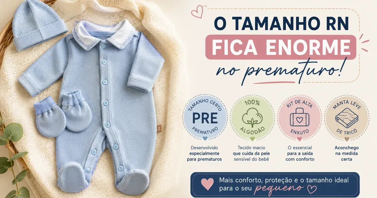 Saída de Maternidade para Prematuro: Tamanho, Tecido e o Kit de Alta