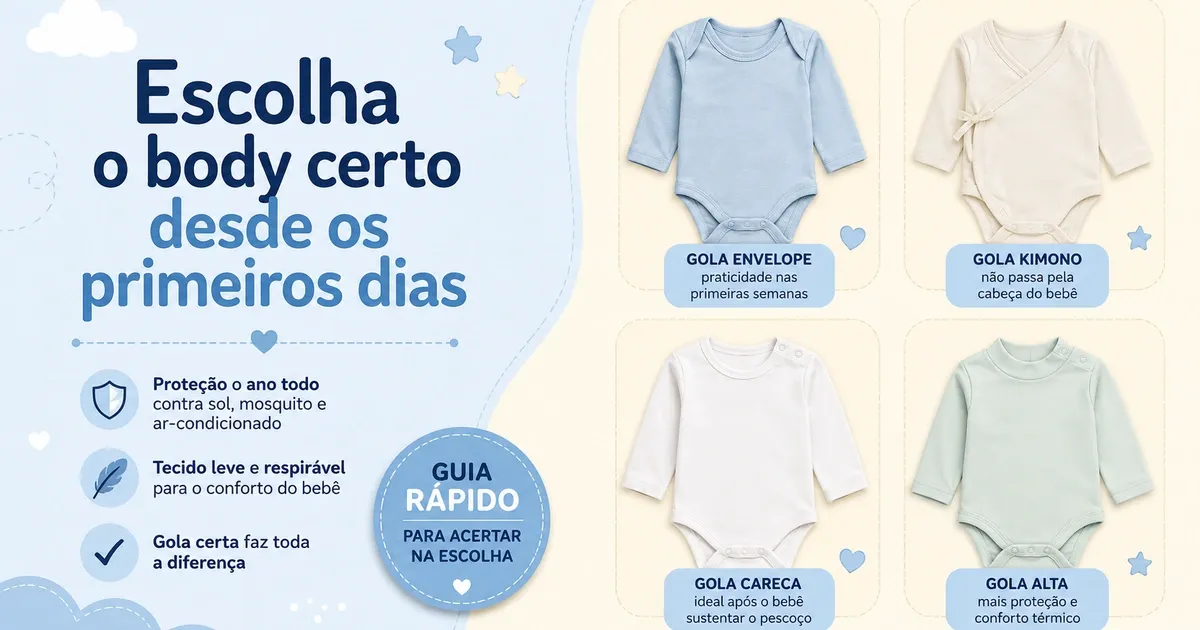 Body de Manga Longa para Bebê: Tipos de Gola, Tamanho e os Melhores