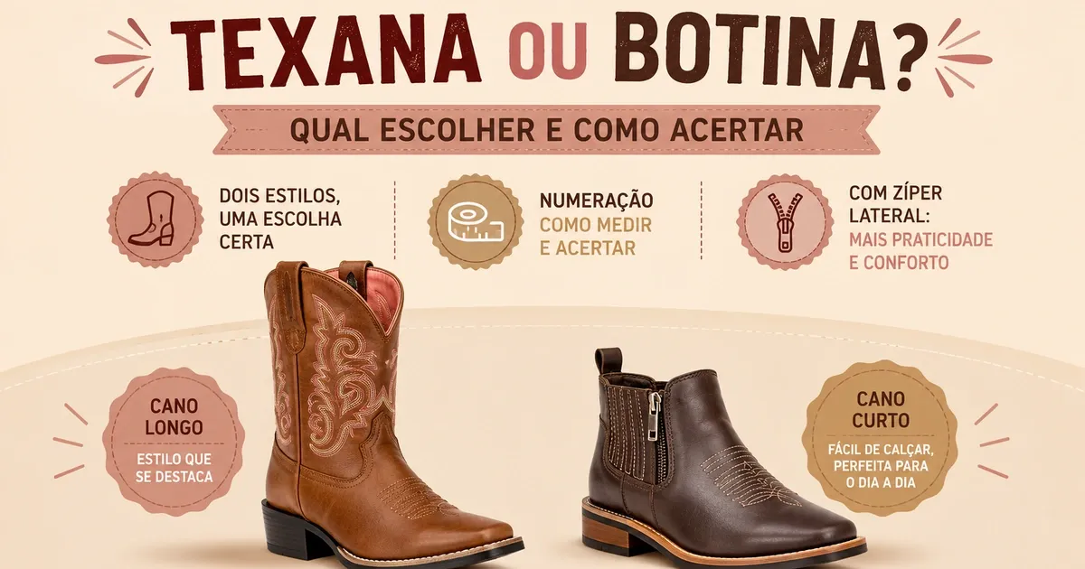 Bota Country Infantil: Texana ou Botina, Numeração e as Melhores