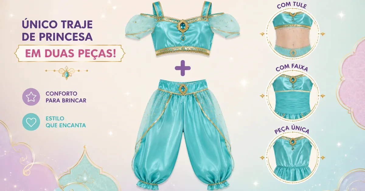Fantasia da Jasmine Infantil: Tamanho e Modelos
