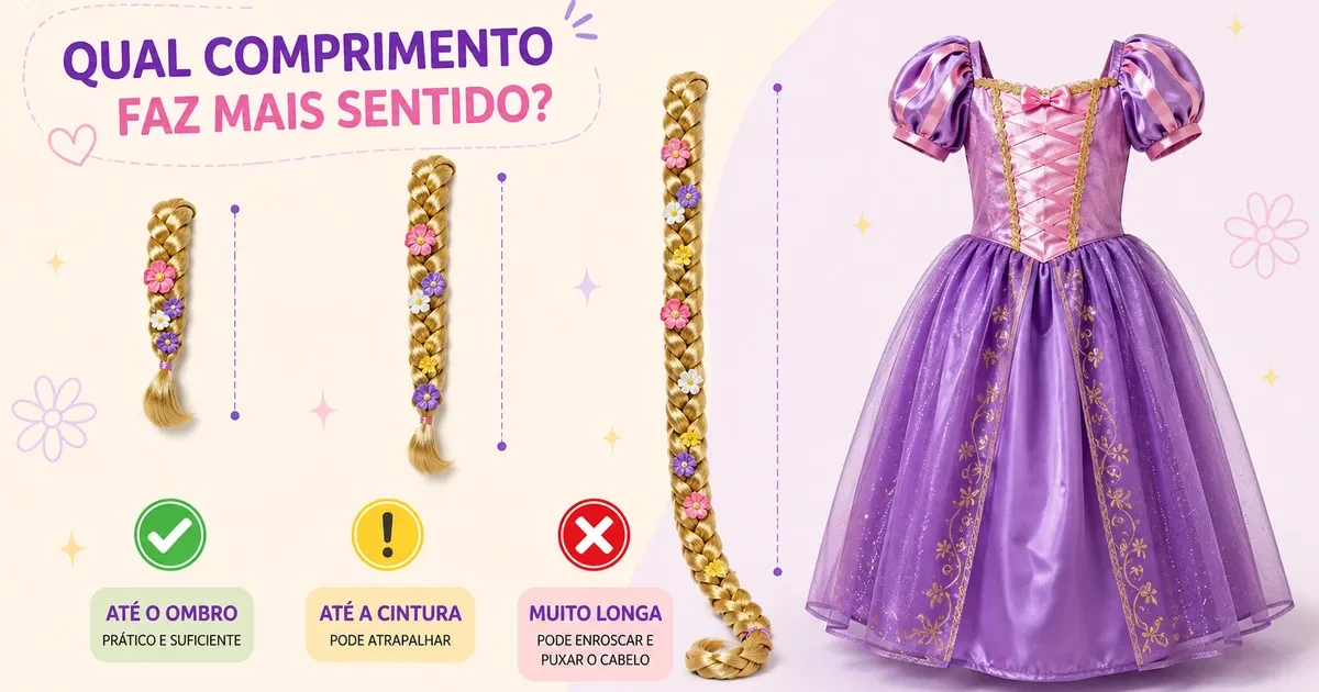 Fantasia da Rapunzel Infantil: Tamanho e Modelos