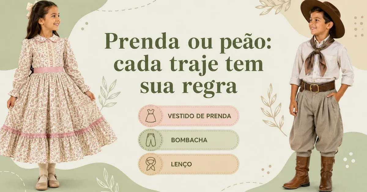 Traje Gaúcho Infantil: Vestido de Prenda, Bombacha e a Pilcha Completa