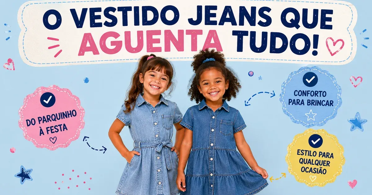 Vestido Jeans Infantil: Evasê, Chemise, Tamanho e Quais Comprar