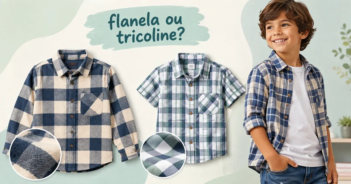Camisa Xadrez Infantil: Flanela ou Tricoline, Manga Longa ou Curta