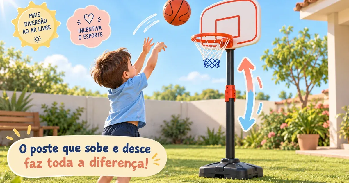 Cesta de Basquete Infantil: Altura Regulável e Aro