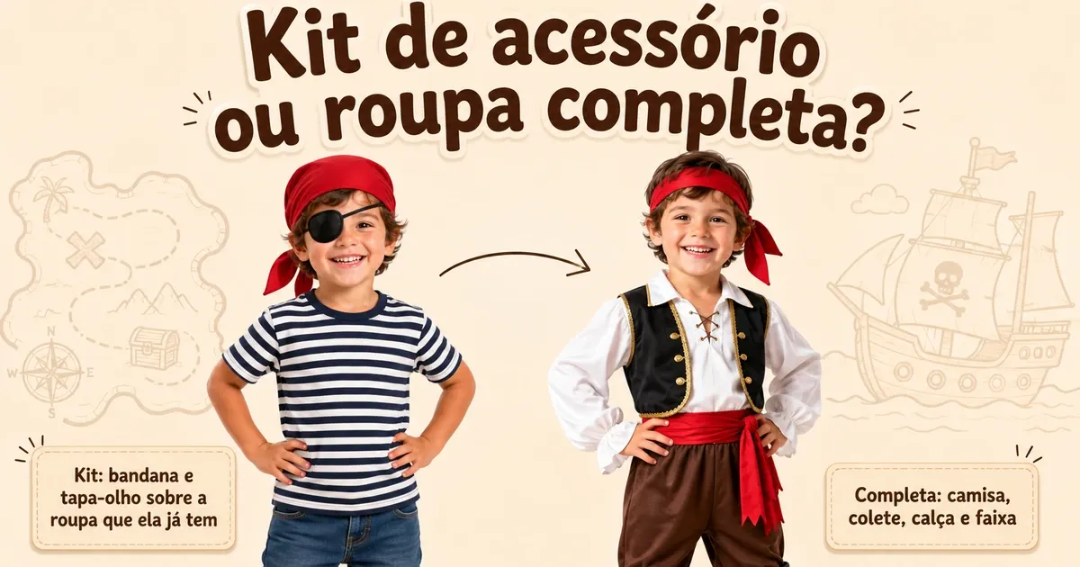 Fantasia de Pirata Infantil: Kit de Acessório ou Roupa Completa