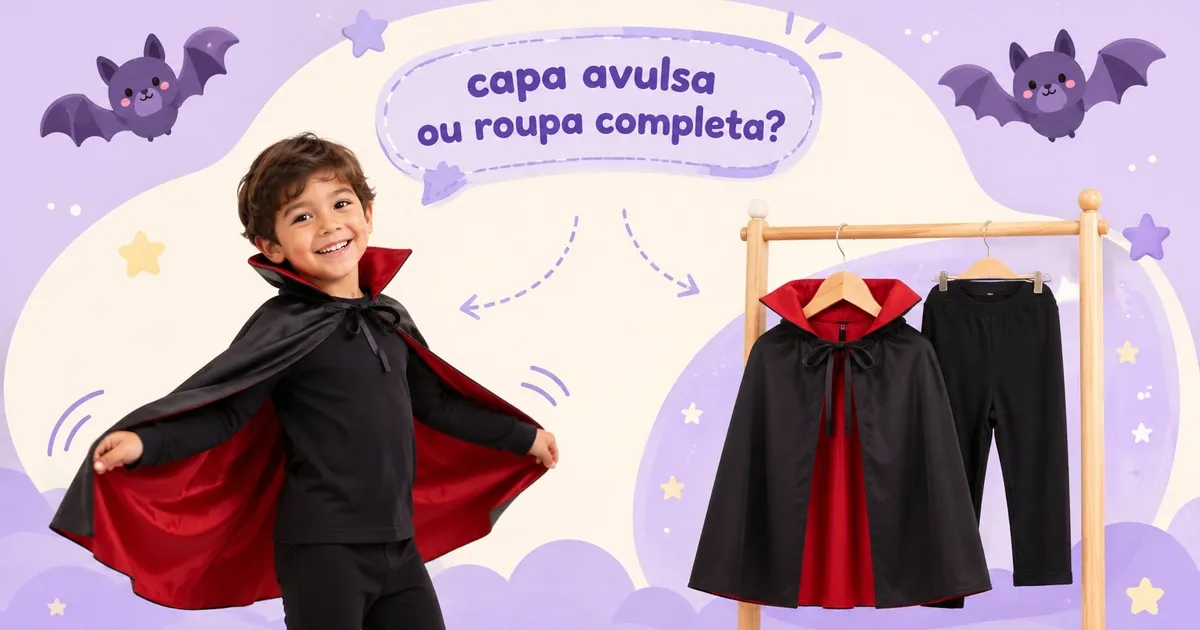 Fantasia de Vampiro Infantil: Capa Avulsa ou Roupa Completa