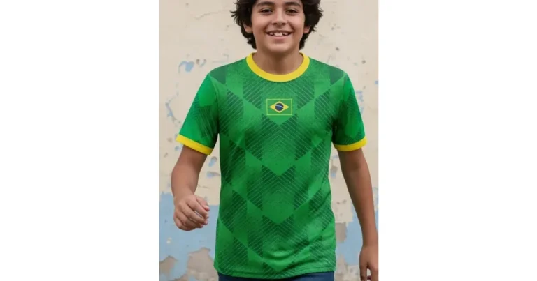 Camisa do Brasil Infantil: Como Escolher para a Copa Camisa do Brasil infantil torcedor amarela com escudo da CBF para criança
